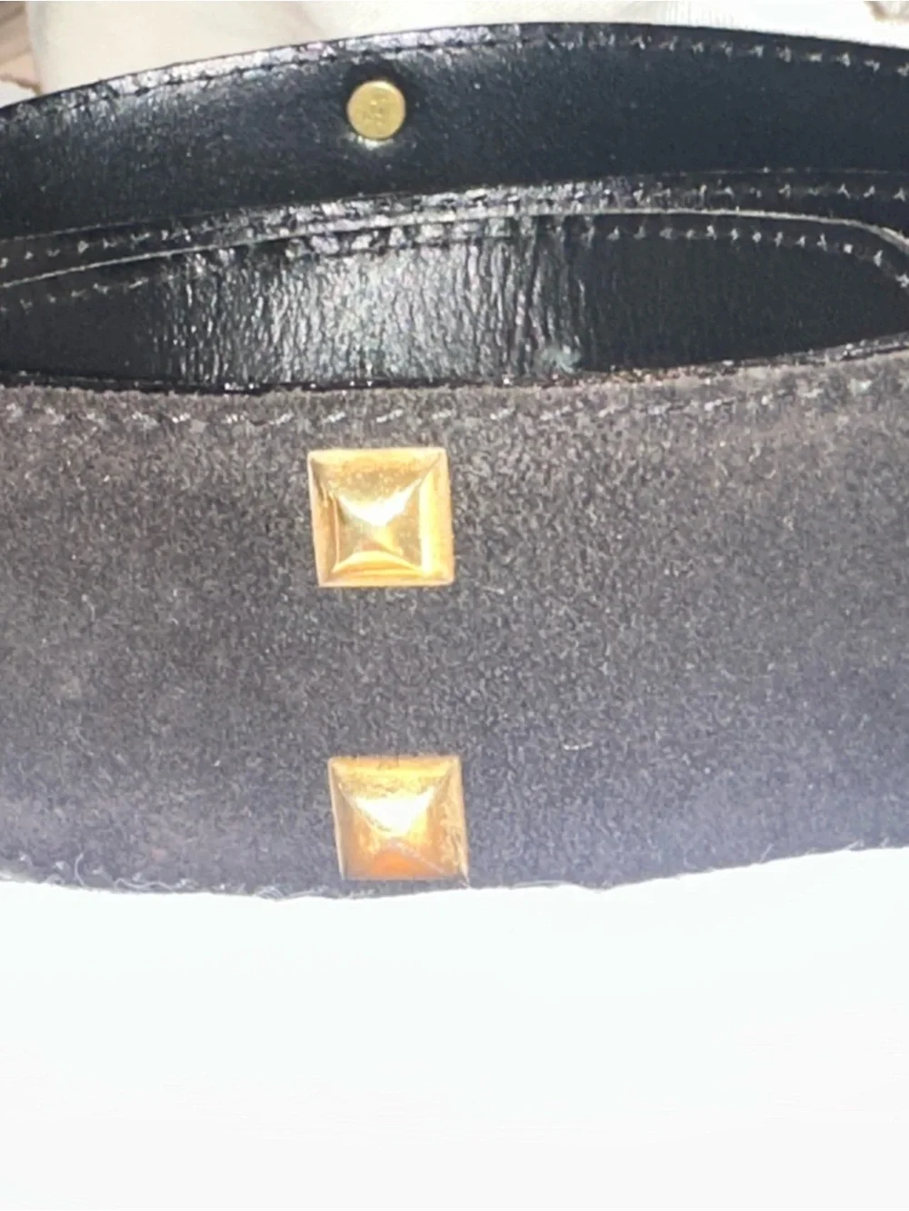 vintage Escada Gold Studded Oval Buckle Women's Belt - Black